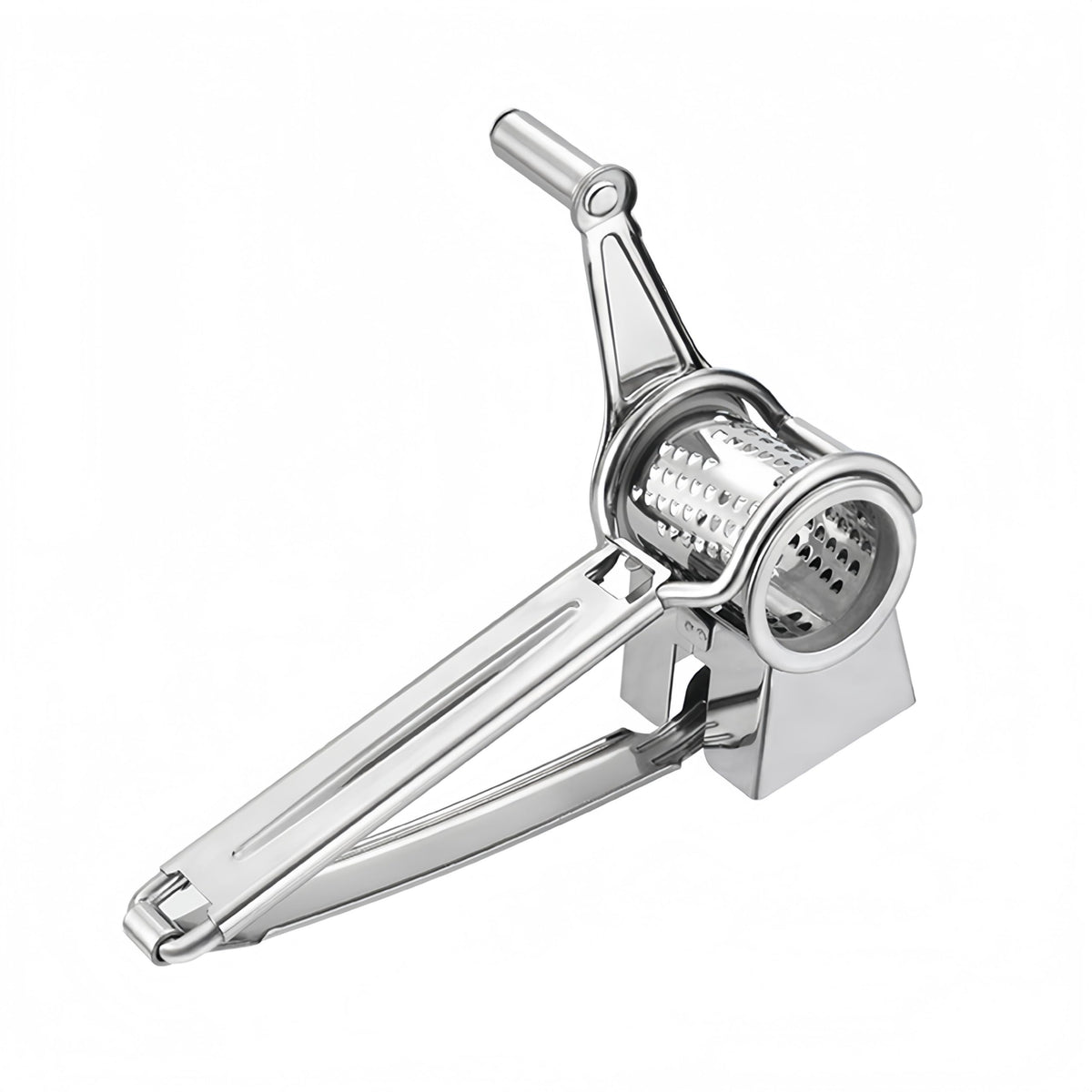 Buoikik manual rotary cheese grater front view for quick, even Parmesan shredding.