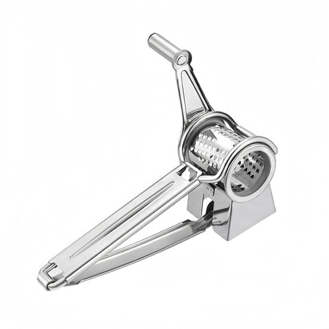 Buoikik manual rotary cheese grater front view for quick, even Parmesan shredding.