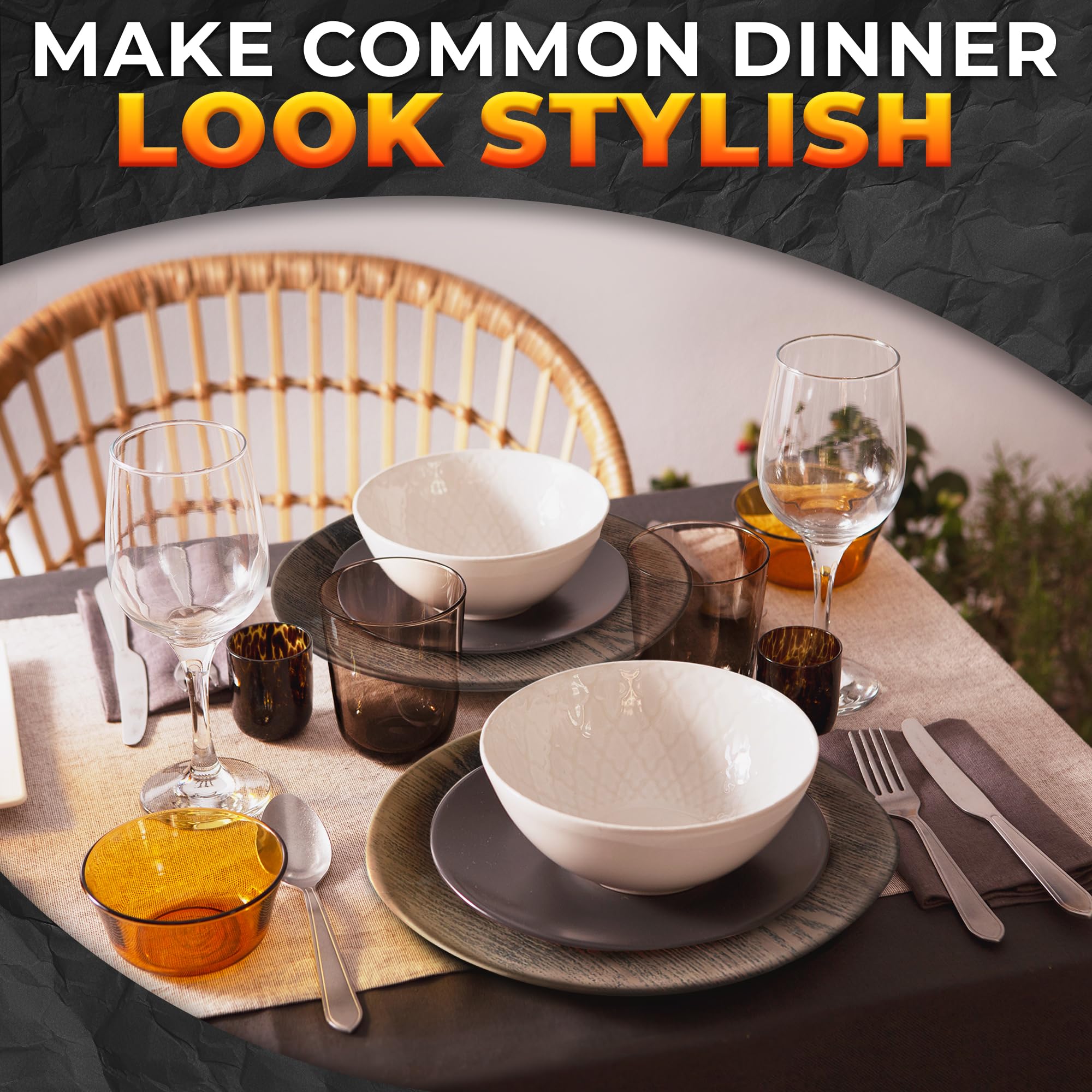 Elegant 13-inch design fits main courses, appetizers, and decorative plates.