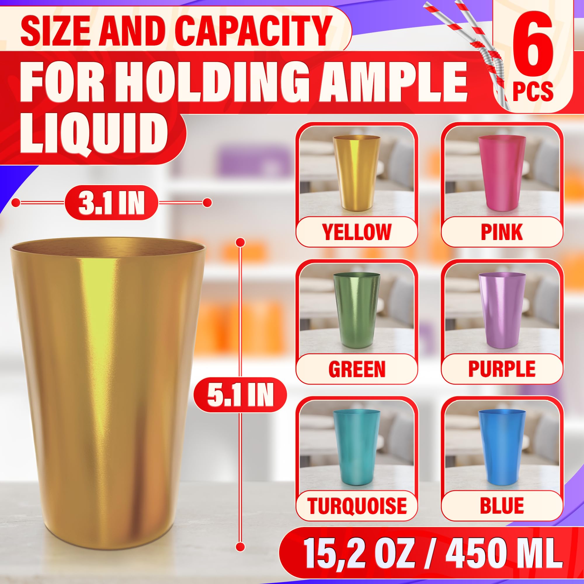 BURIUS stackable aluminum cups save cabinet space during entertaining.