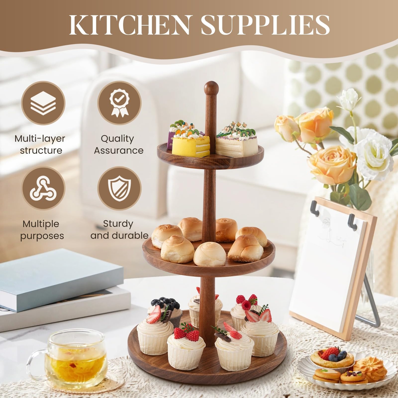 BURMAN stand with wheels rotating for easy serving