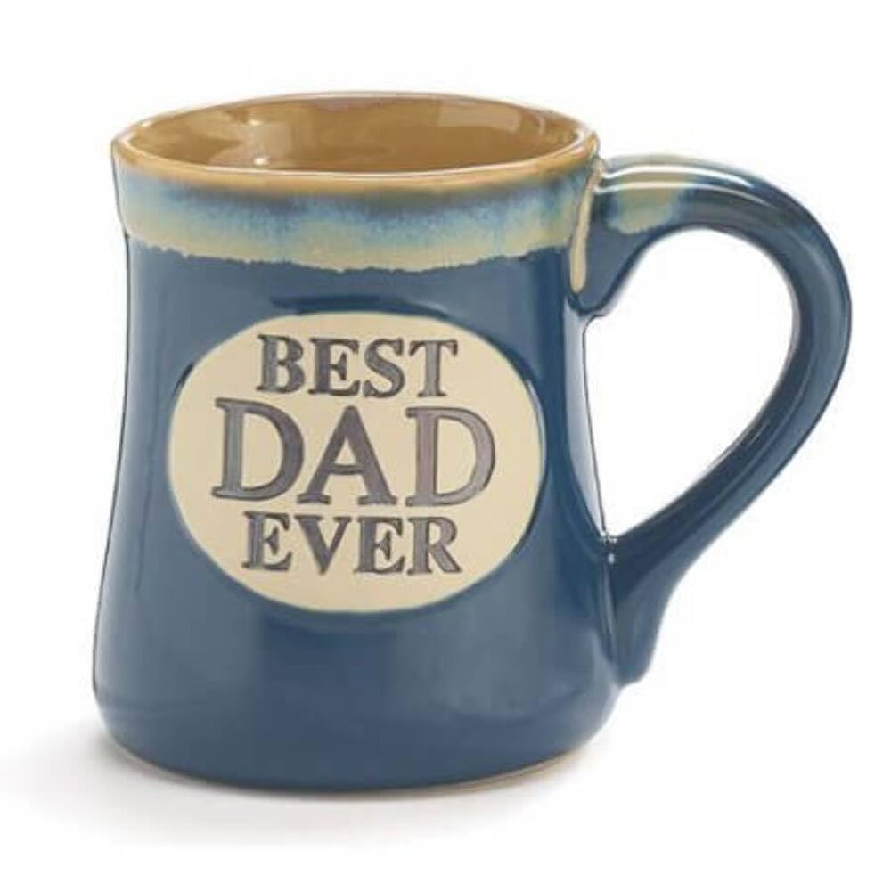 Burton Best Dad Ever mug in blue exterior and cream interior, ideal for daily coffee rituals.