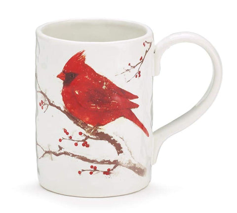 Burton and Burton Cardinals Winter Blessings mug, front view, ideal for cozy winter coffee moments.
