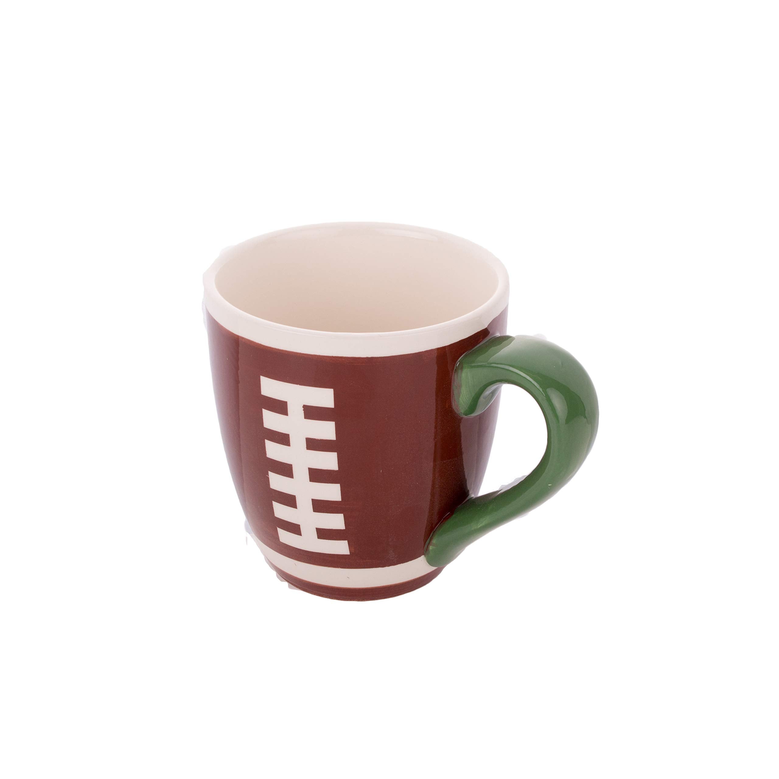 Burton+BURTON football mug handle closeup shows grip-friendly design for daily use.