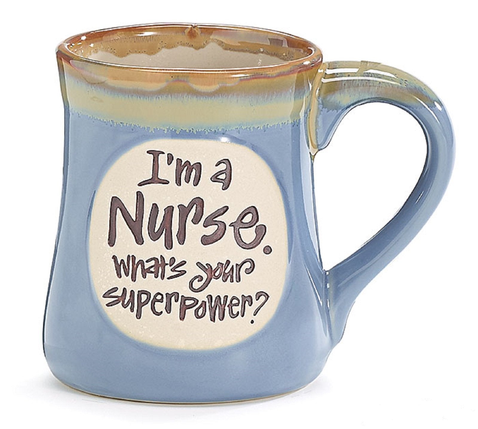 burton+BURTON I'm a Nurse Superpower light blue mug, ideal for daily coffee rituals.