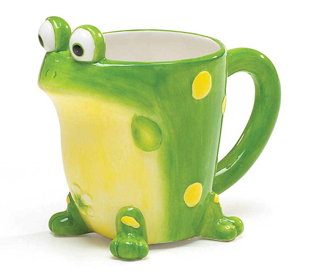Burton Frog Coffee Mug with Gift Box, green porcelain, comfortable large handle for everyday coffee rituals