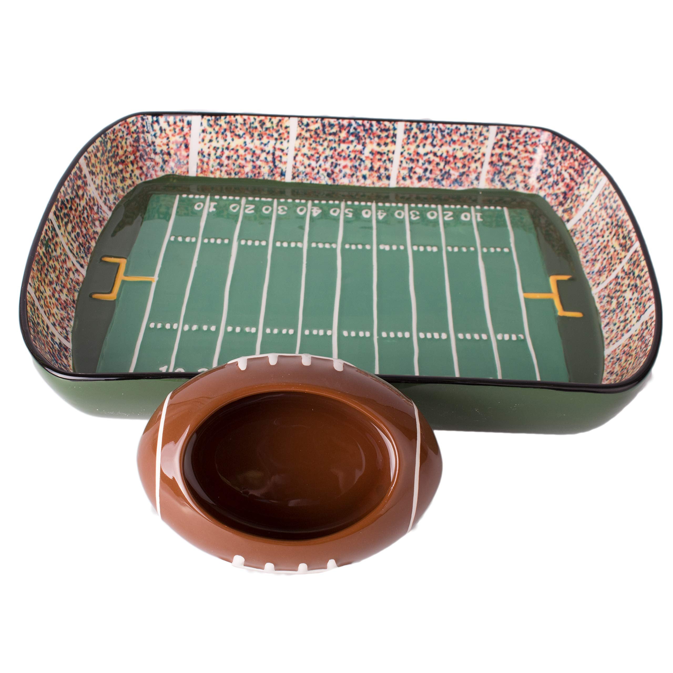 Burton hand-painted ceramic serving tray for chips and dips.