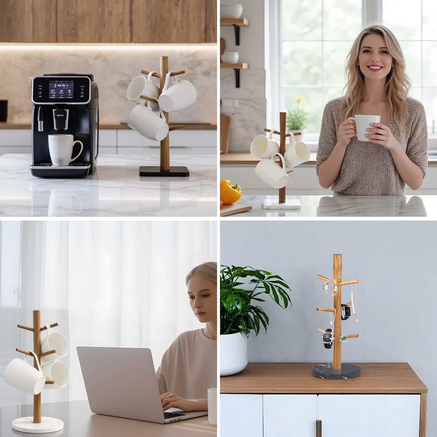 Buruis modern mug stand blends rustic and contemporary decor