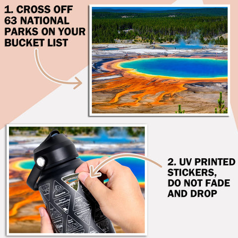 BUSHAD bottle with park sticker set for marking trail visits