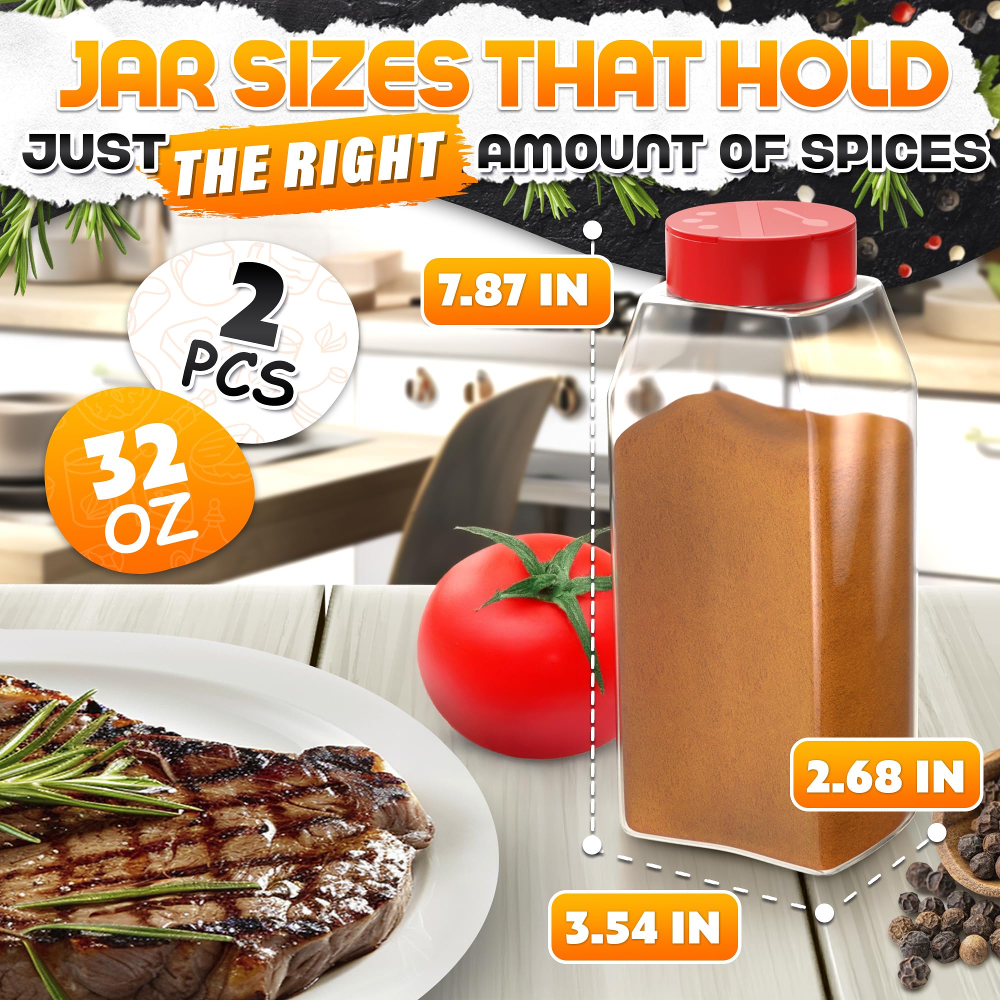 Busichka 32oz transparent spice jar shows contents at a glance.