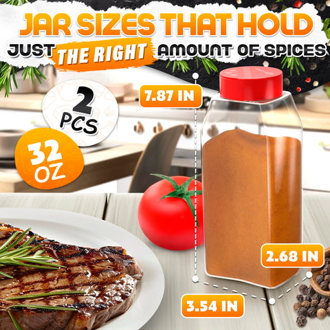 Busichka 32oz transparent spice jar shows contents at a glance.