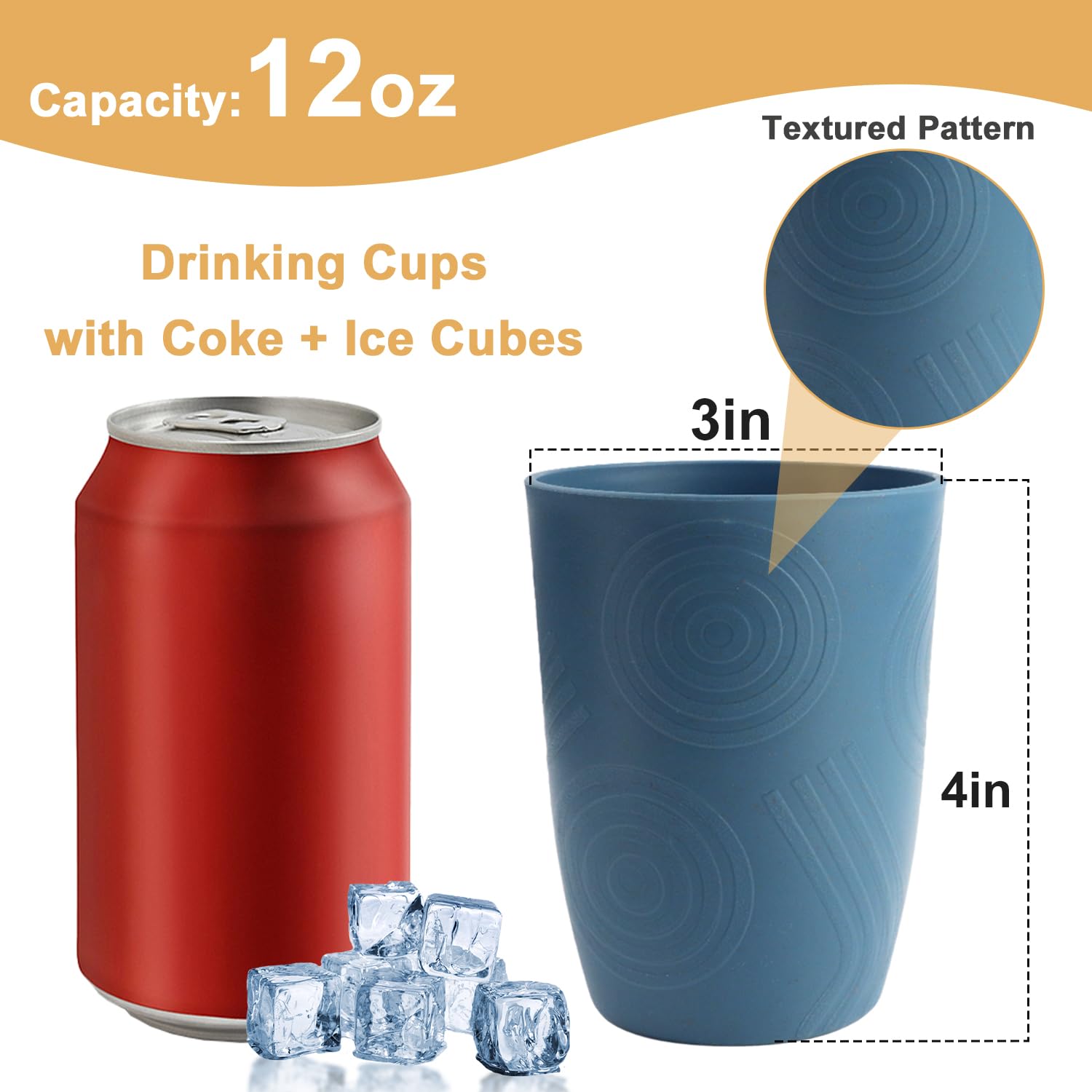 BUSOKIP 12oz wheat straw cups in colorful set for versatile party beverages