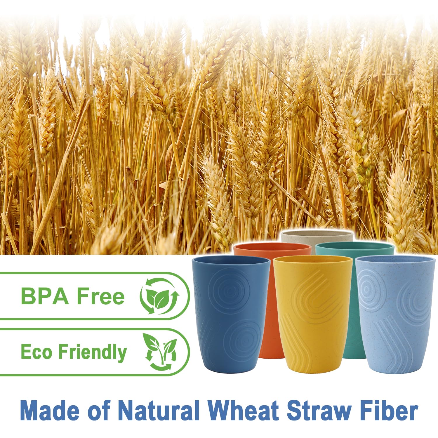 BUSOKIP unbreakable 16 oz wheat straw cup highlighting durability