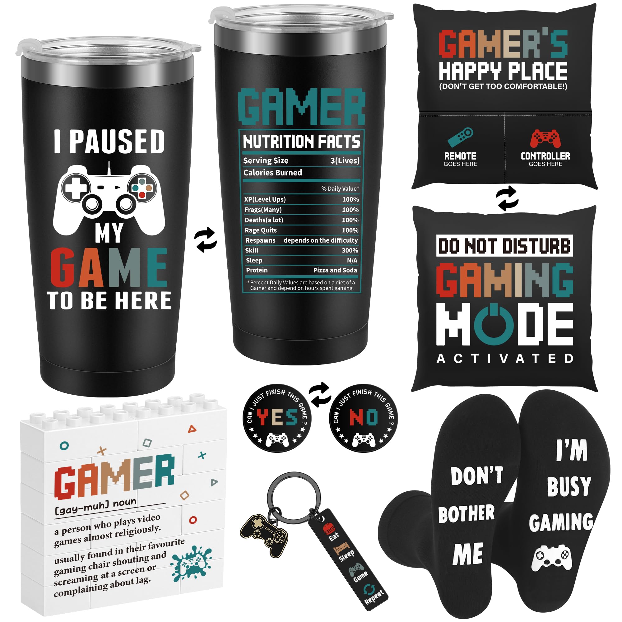 Busy Gaming Life gamer tumbler keeps beverages hot during long gaming sessions.