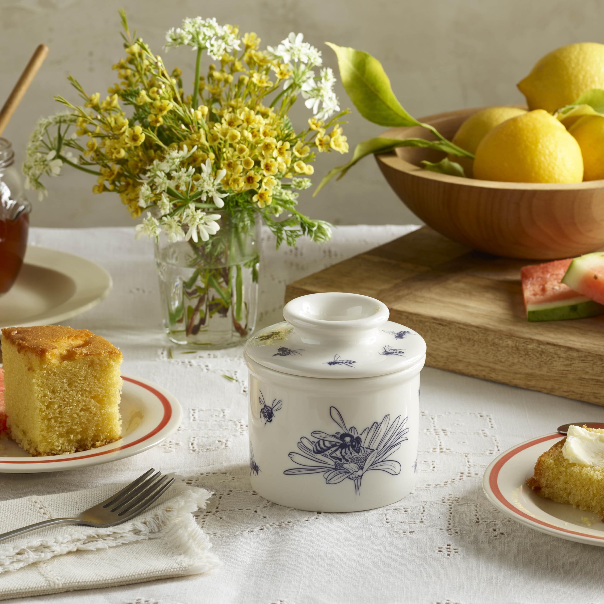 Butter Bell with butter in lid demonstrates ready-to-spread convenience.