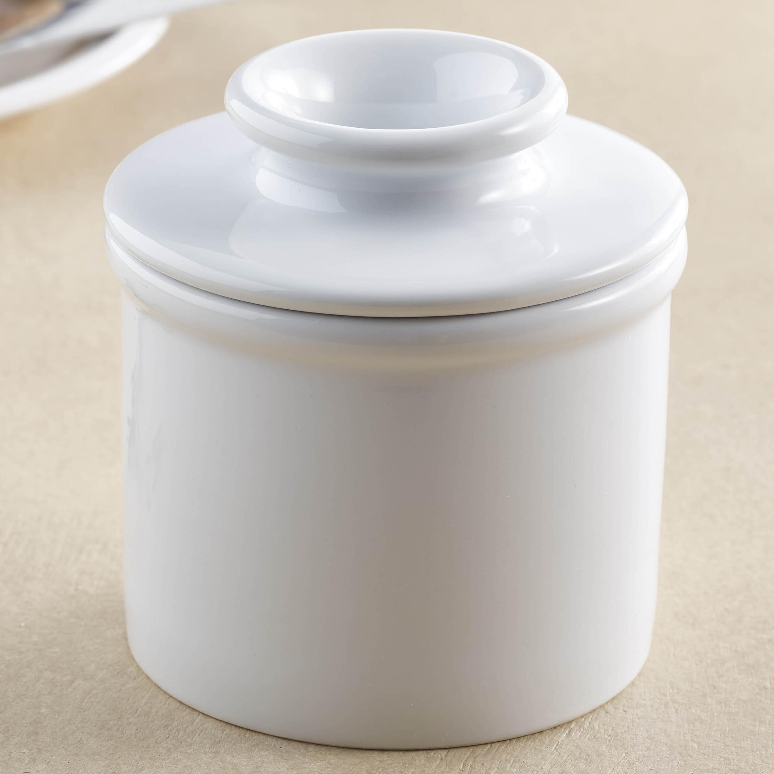 Butter Bell crock water-base setup shows easy, spreadable butter at hand.