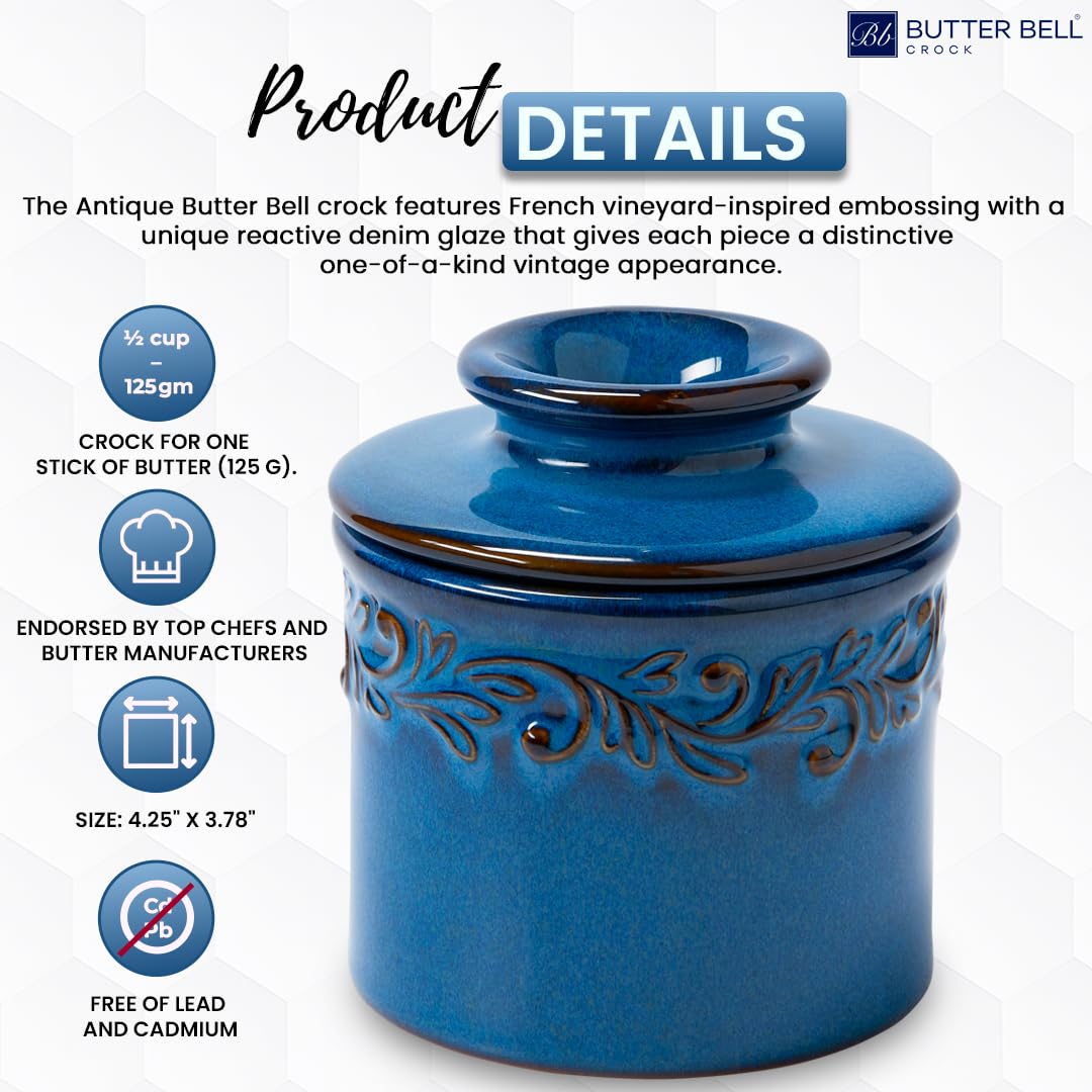 Butter Bell denim blue water-seal setup demonstration shows airtight design