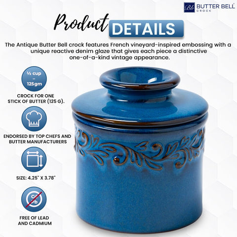 Butter Bell denim blue water-seal setup demonstration shows airtight design