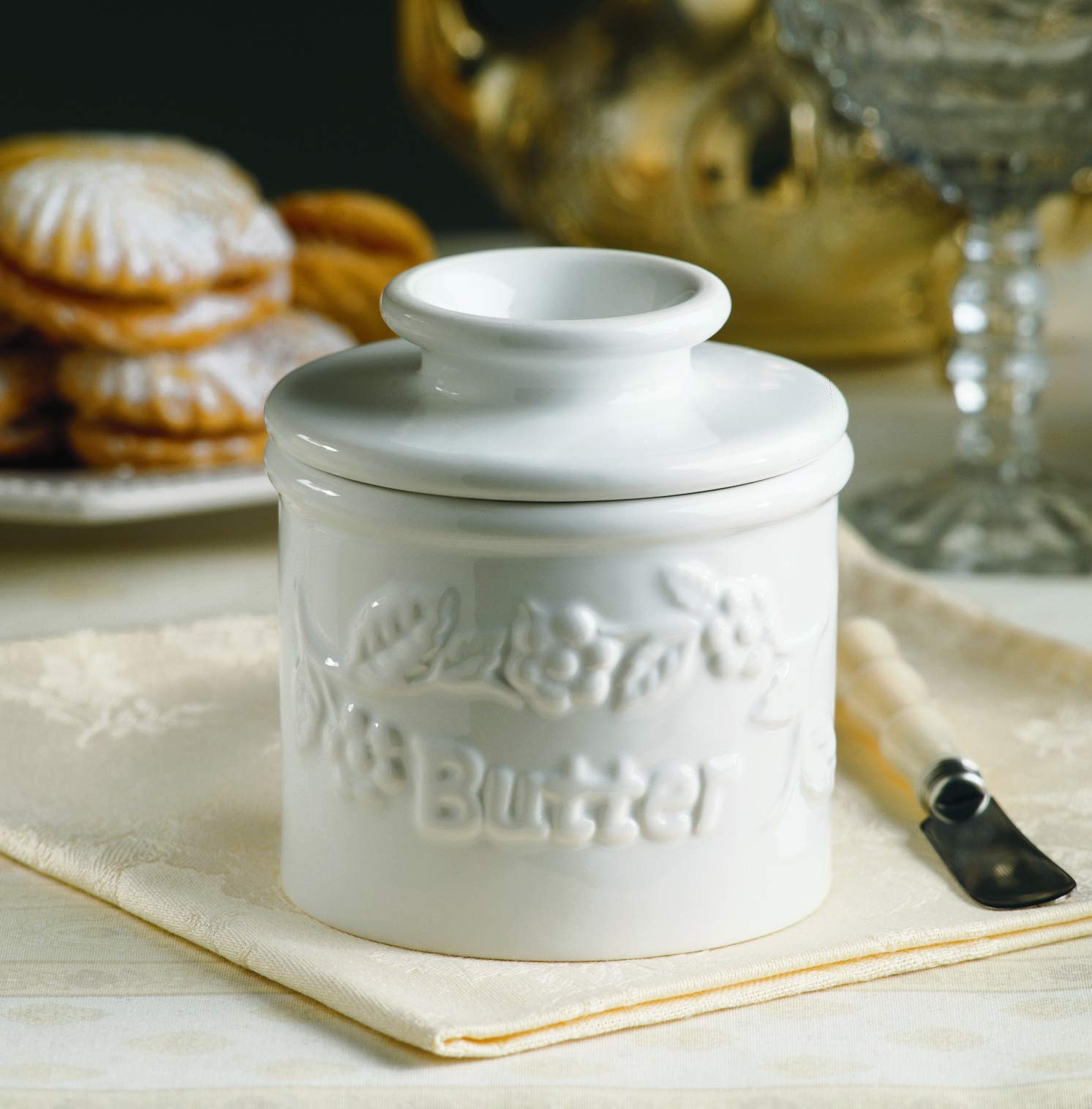 Butter Bell inverted lid showing classic two-piece design for easy serving