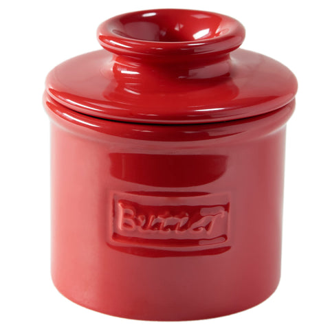 Butter Bell Original Crock with Maraschino Red glossy lid for spreadable butter