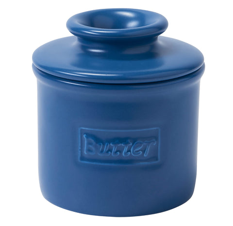Butter Bell Original Crock in navy matte keeps butter fresh on the counter
