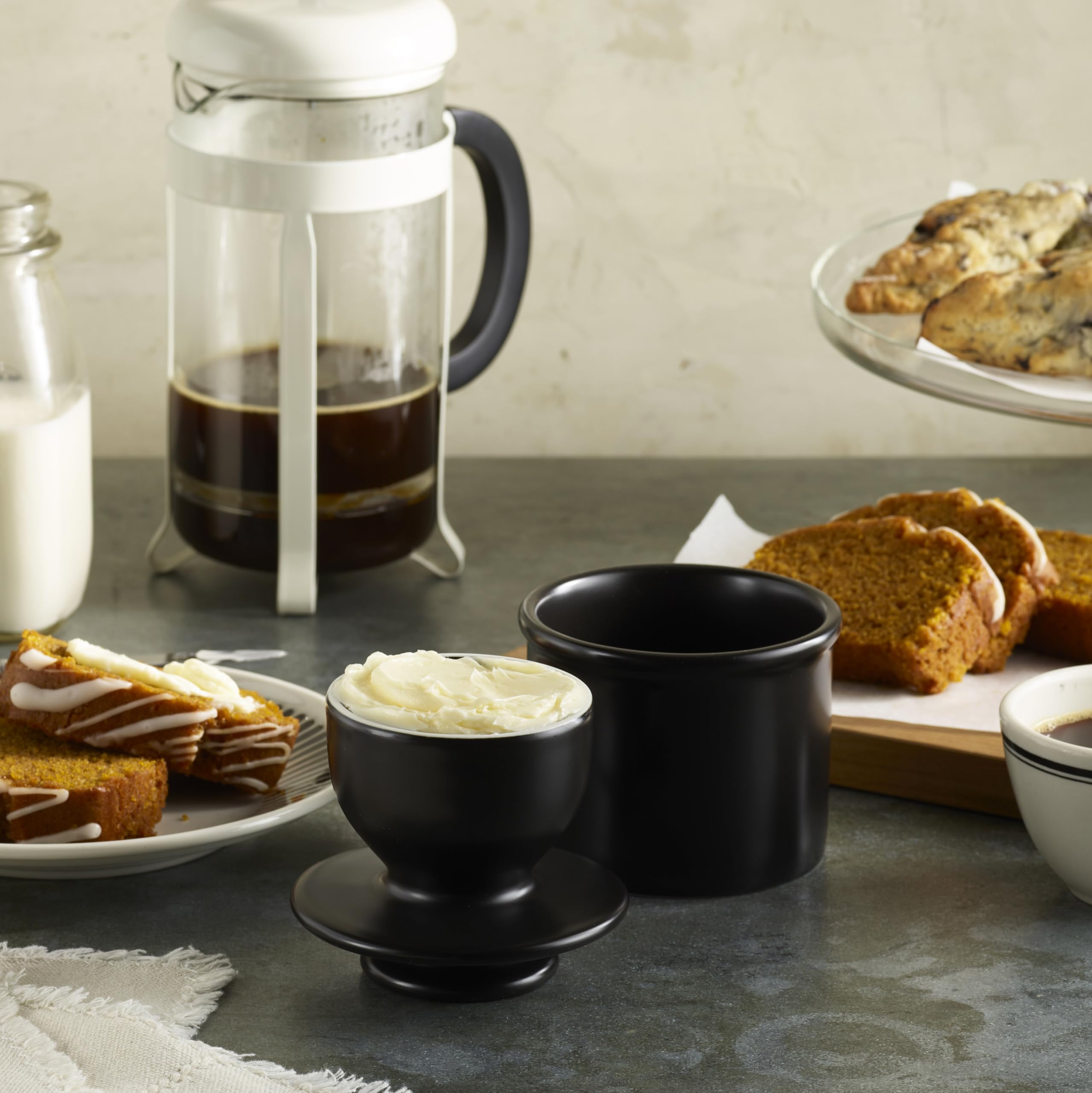 Butter Bell water-seal method creates airtight storage and keeps butter soft.