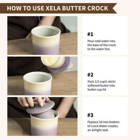 Butter Crock with Lid countertop-aesthetic enhances kitchen display and decor.