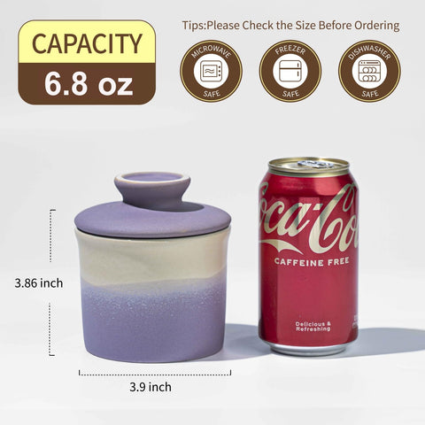 Butter Crock with Lid wide-mouth design enables quick, mess-free butter retrieval.