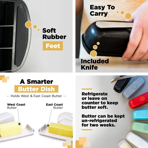 Butter Hub no-mess design with feet keeps counter clean
