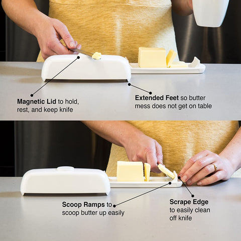 Butter Hub curved ramps for easy scooping and knife cleaning