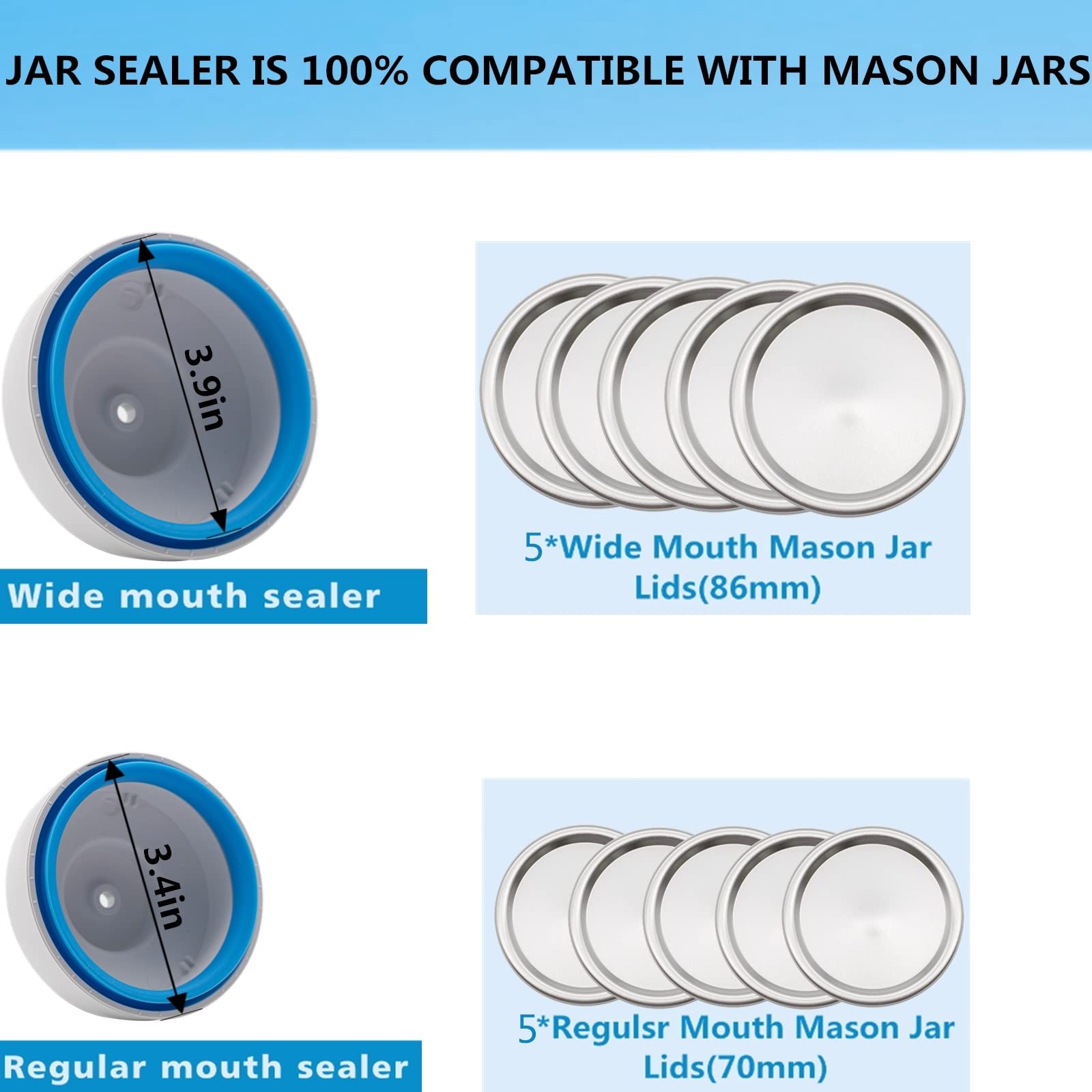 BUVLIVU mason jar lids pack with spare lids