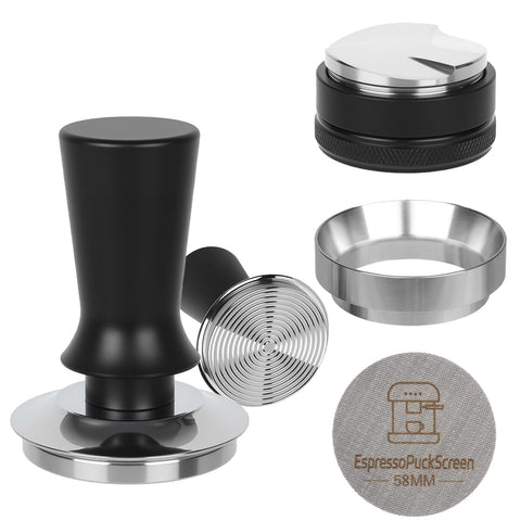 BUWILRQ 58mm spring-loaded espresso tamper for consistent extraction