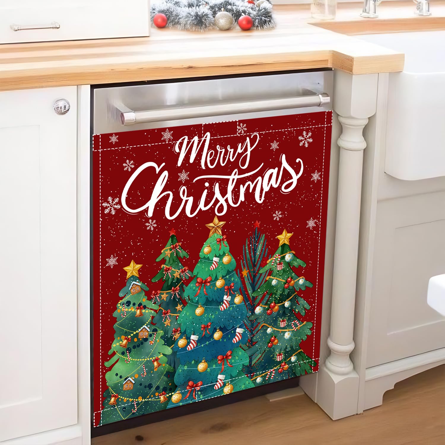 Buxjexh Christmas kitchen decor cover brightens everyday routines