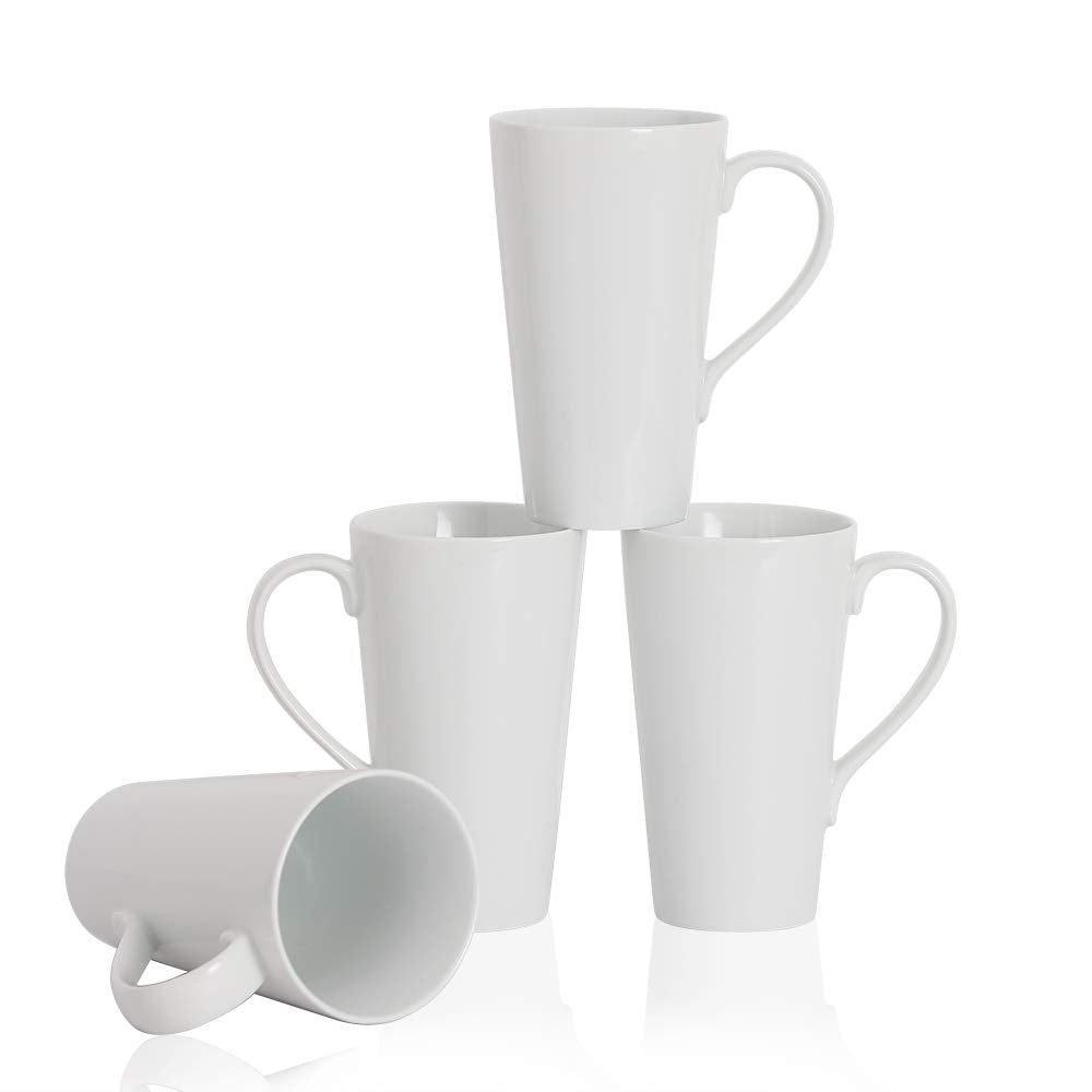 Buyajuju large 16oz white coffee mug set front view, ideal for generous morning coffee.