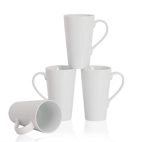 Buyajuju large 16oz white coffee mug set front view, ideal for generous morning coffee.