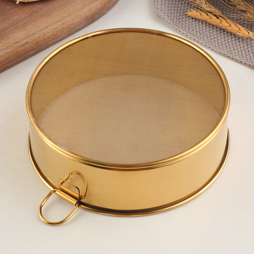 Buyer Star flour sifter 8inch blue, larger capacity for batch baking and pre-sift prep.