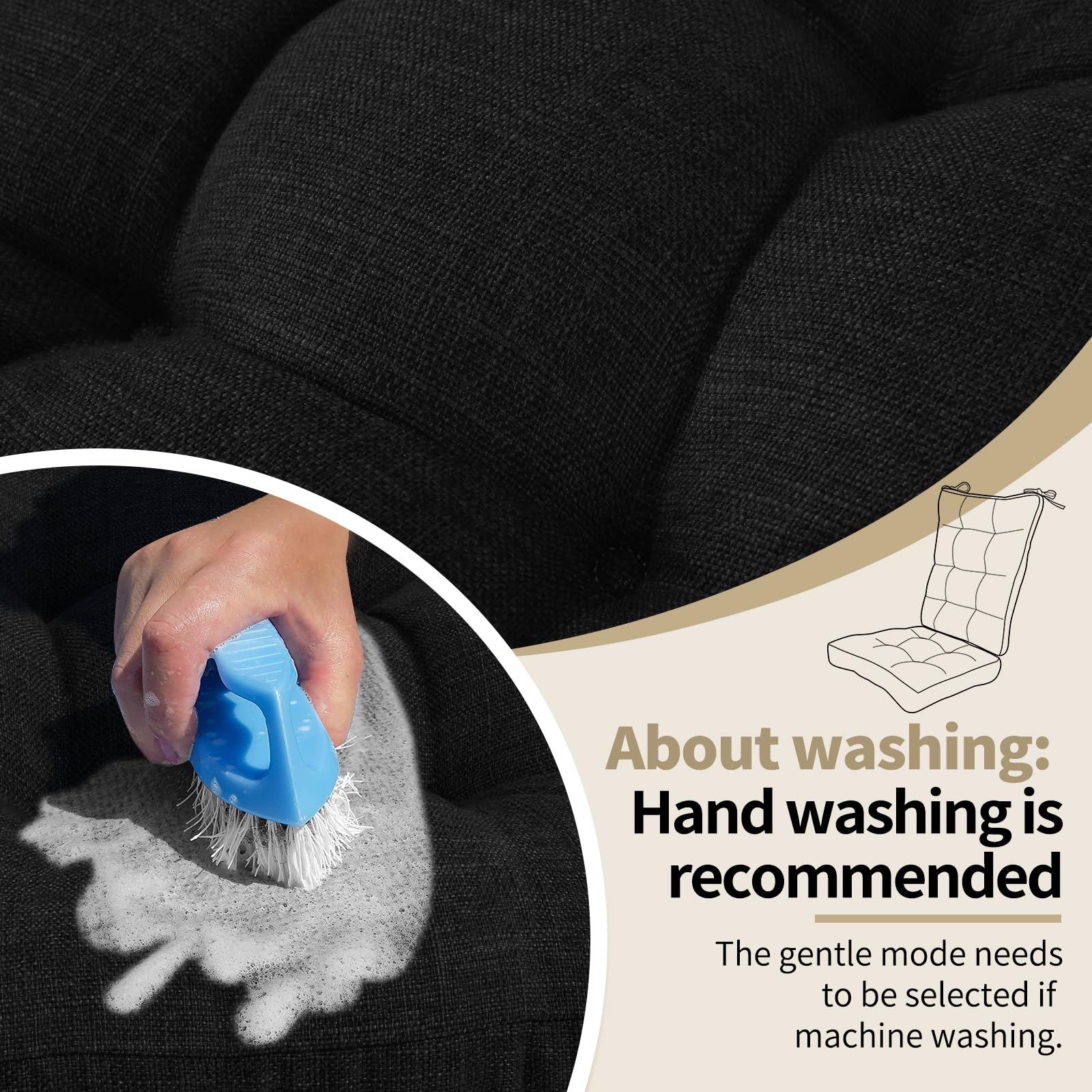 BUYUE anti-slip bottom keeps cushions in place during everyday use.