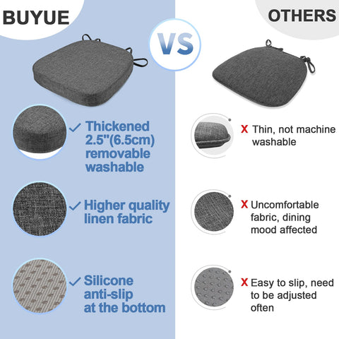 BUYUE dining chair with cushion setup demonstrating fit and stability.