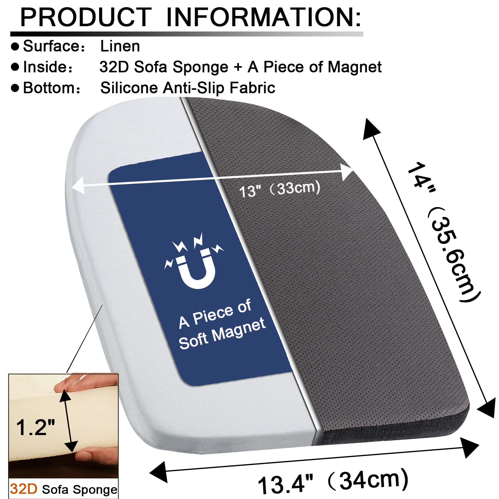 BUYUE magnetic cushion close-up highlights secure magnet for metal chair grip.