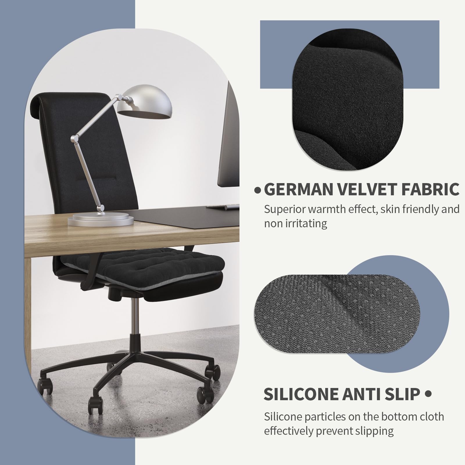 BUYUE anti-slip fabric base keeps cushion securely in place on various chairs