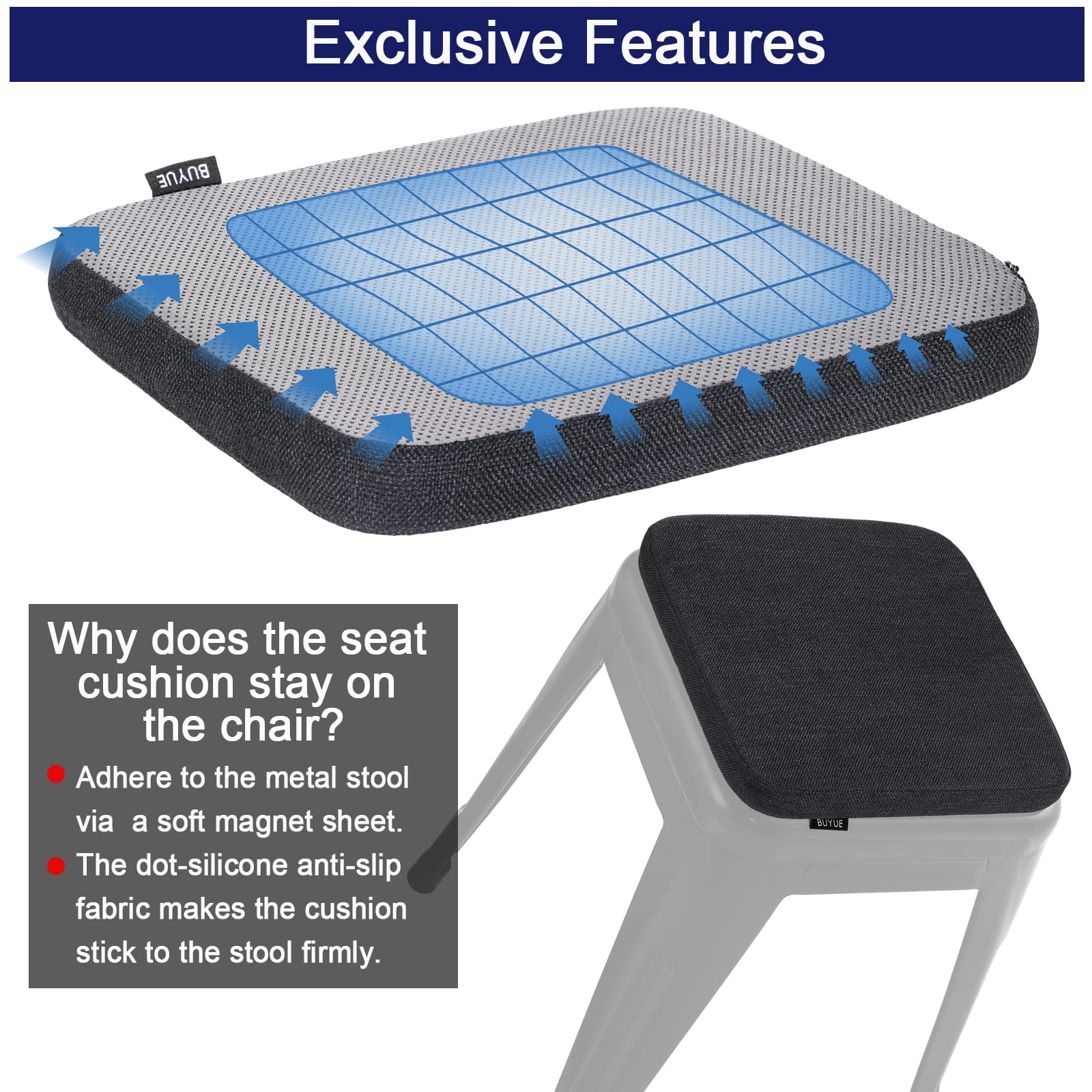 BUYUE silicone non-slip bottom cushion for metal or wood stools for stable seating