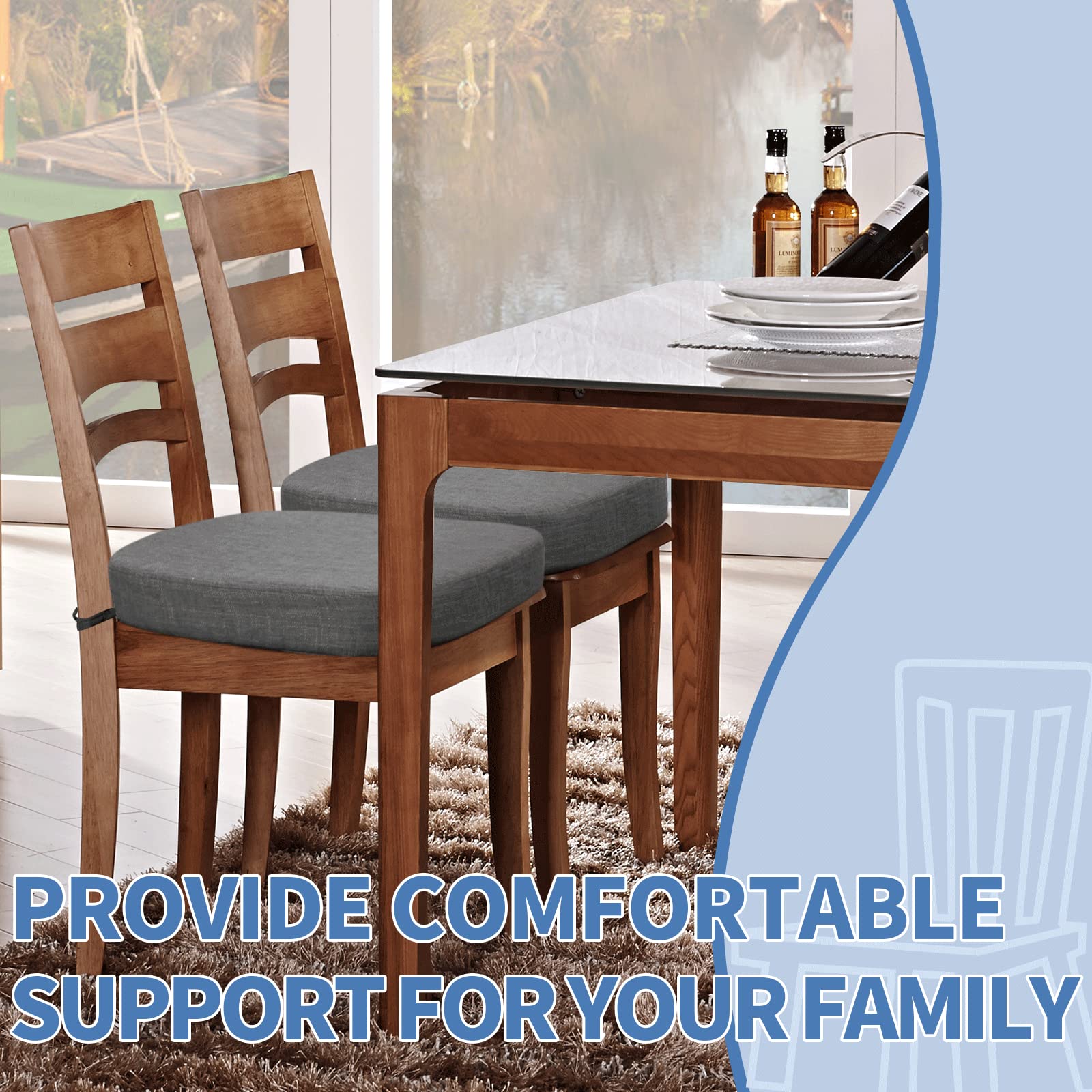 BUYUE cushion side profile showing depth and supportive foam for meals.