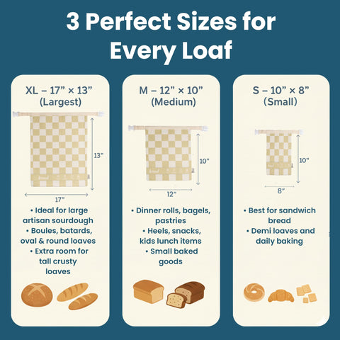 Buzzy Bags M bread bag with demi loaf inside for mid-size breads