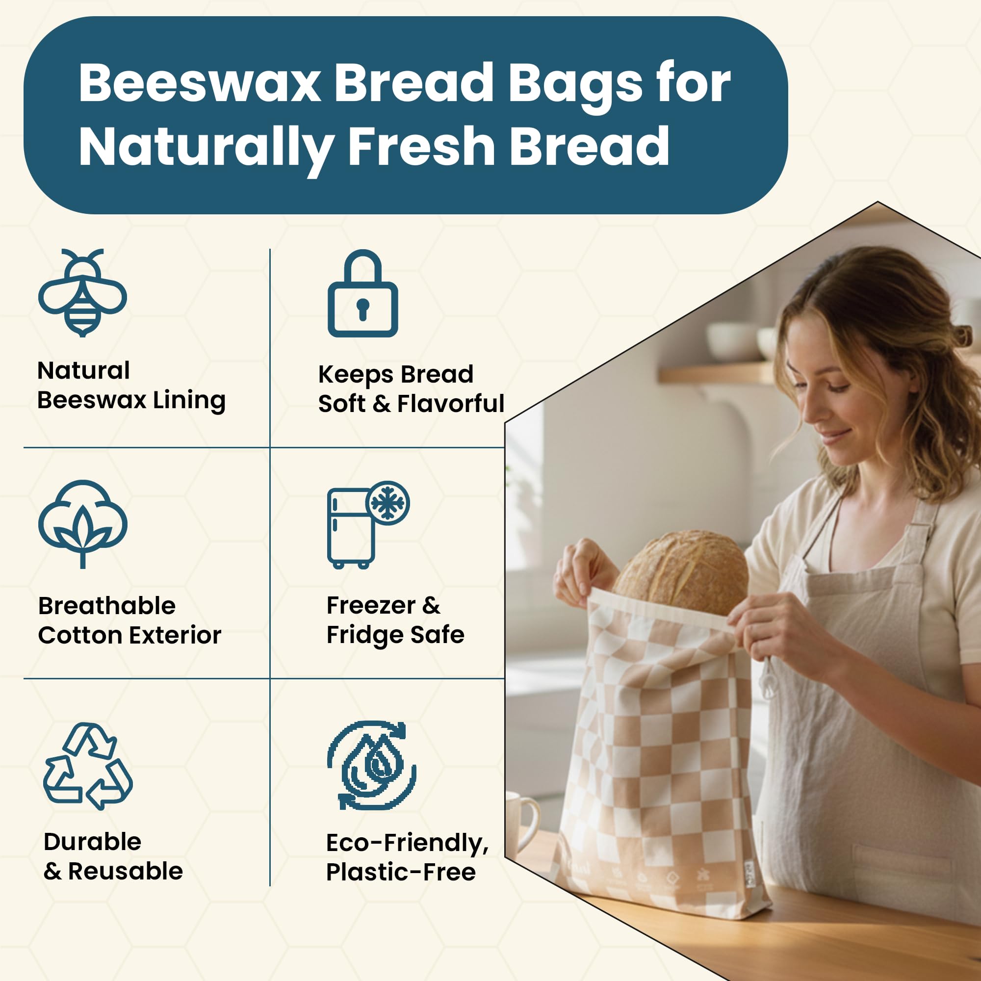 Buzzy Bags XL artisan loaf inside demonstrates large loaf storage