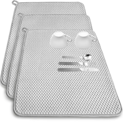 Bvrbaory 3-pack gray dish drying mats for organized counter drying