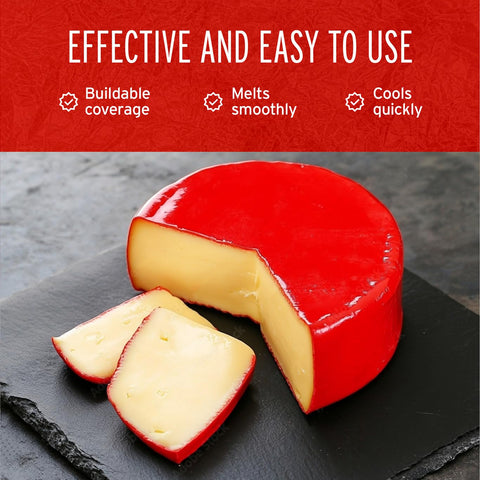 BW Blended Waxes red cheesemaking wax block and tools for seamless application.