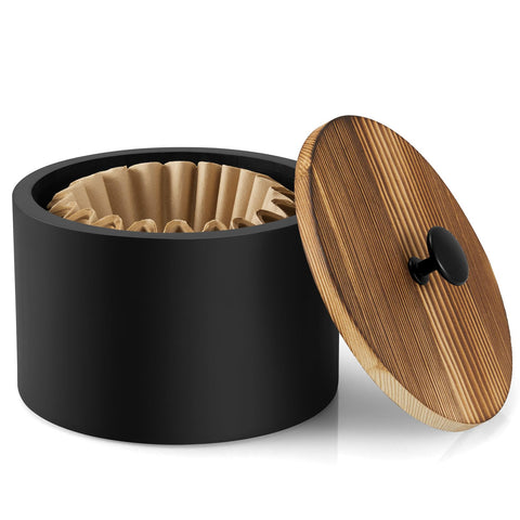 BWODYAY coffee filter holder in wood keeps filters organized and protected