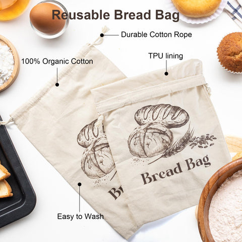 BXFRAE bread bag with drawstring closure for secure storage.