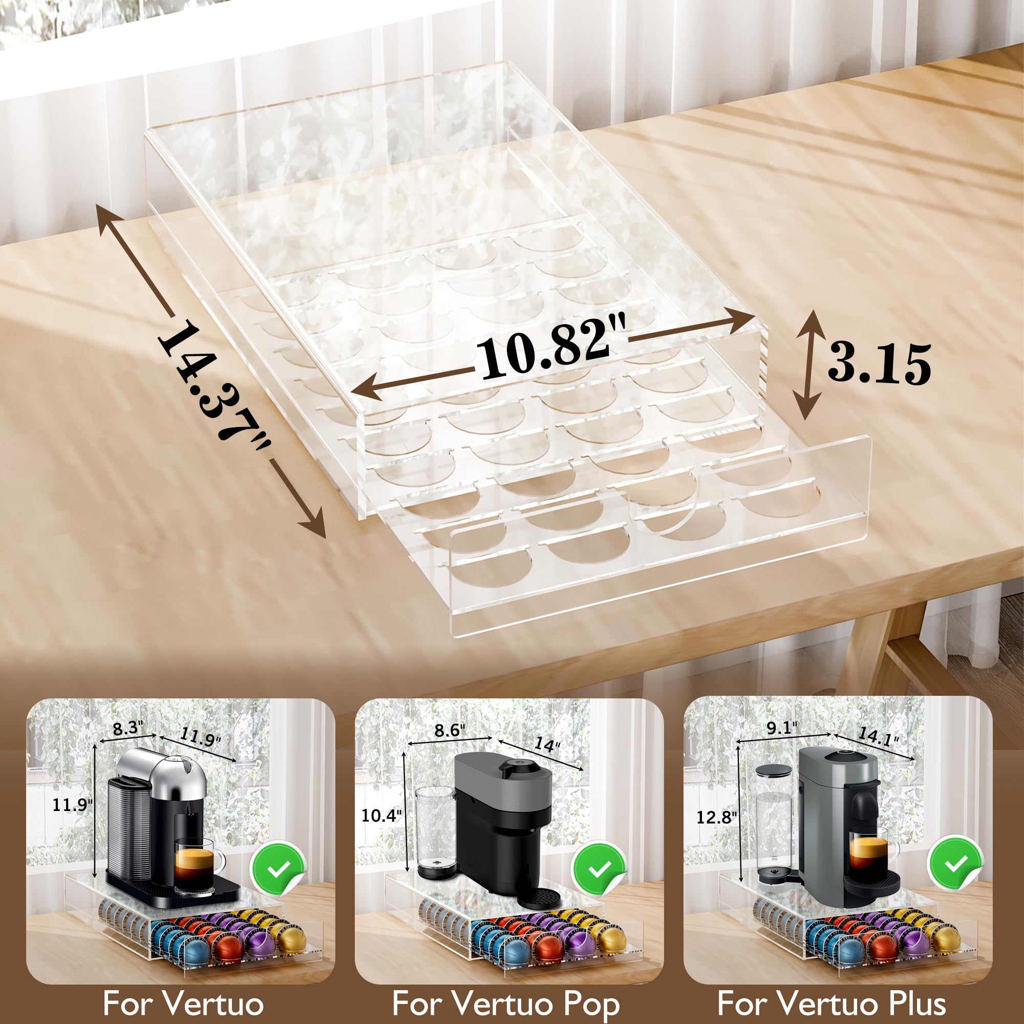 BXINREDA coffee pod drawer front view shows a sleek, modern look.