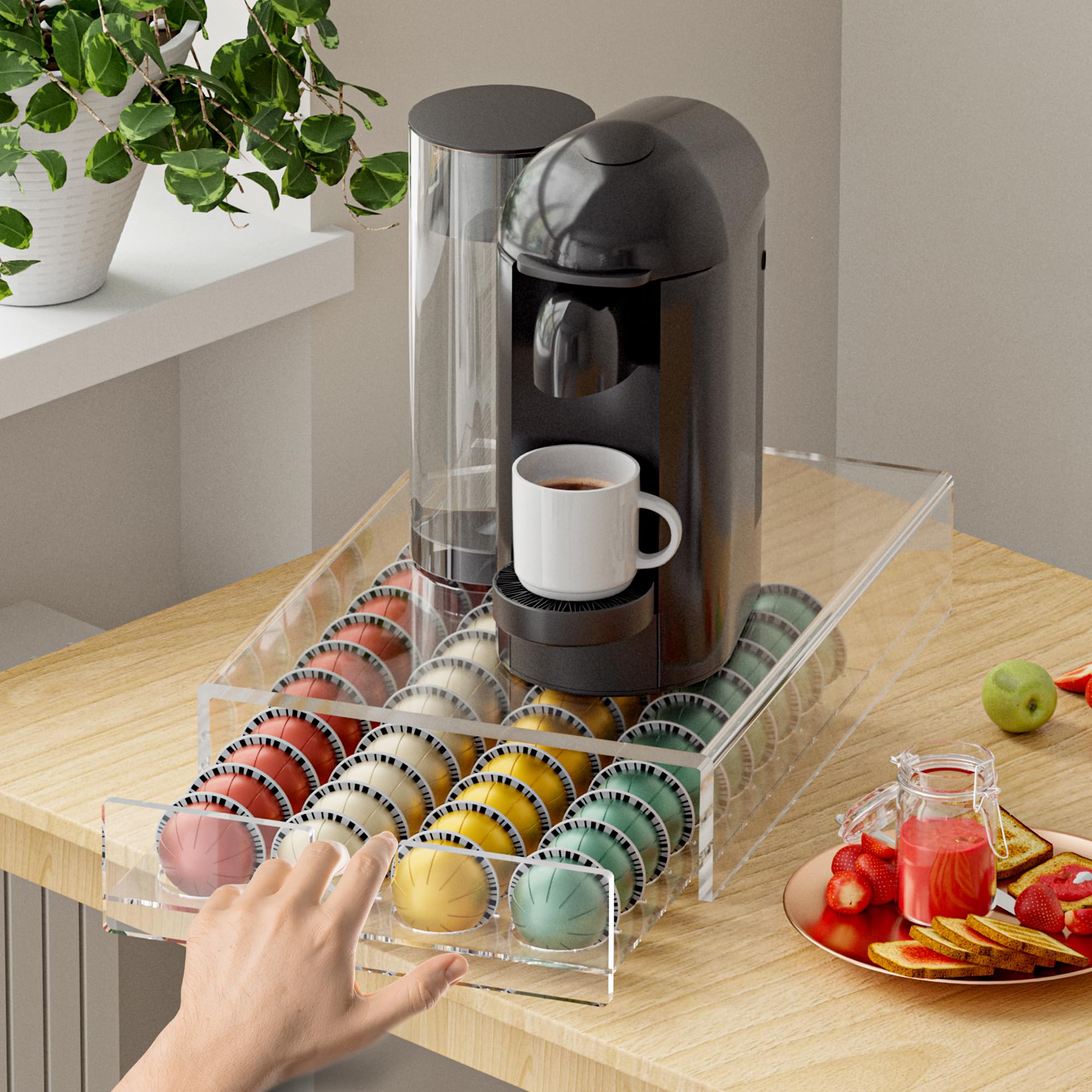 BXINREDA Vertuo pod storage drawer with 1 tier for fast access.